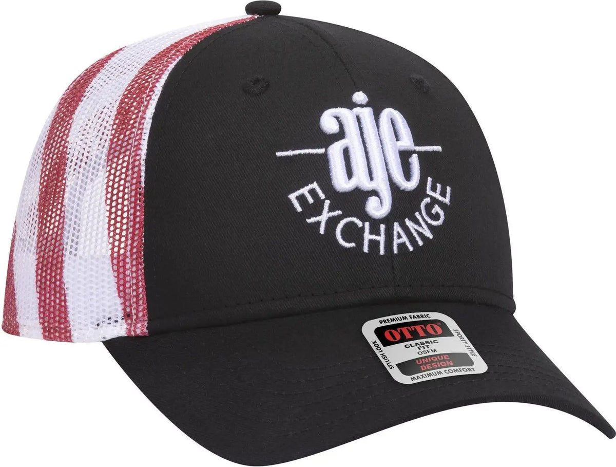 Otto 88-1280 6 Panel Low Profile Mesh Back Trucker Cap - Blk/wht - 1/2’’ - 7 5/8’’