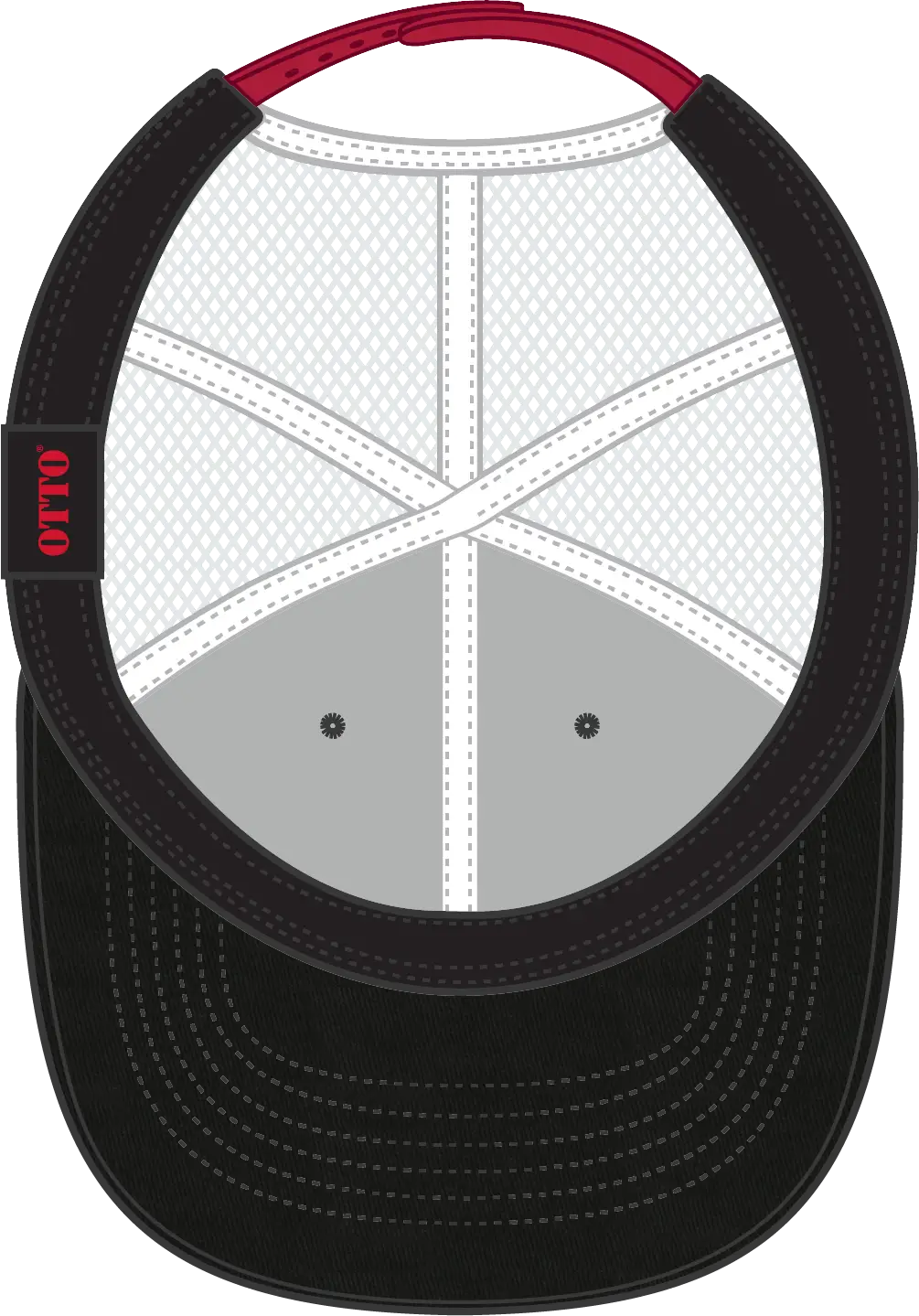 Otto 88-1280 6 Panel Low Profile Mesh Back Trucker Cap - Blk/wht - 1/2’’ - 7 5/8’’