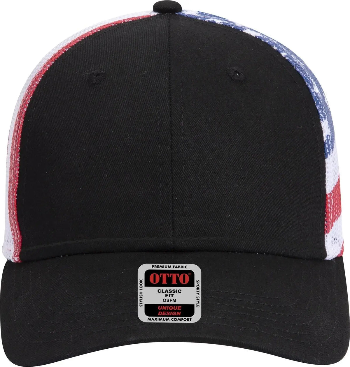 Otto 88-1280 6 Panel Low Profile Mesh Back Trucker Cap - Blk/wht - 1/2’’ - 7 5/8’’