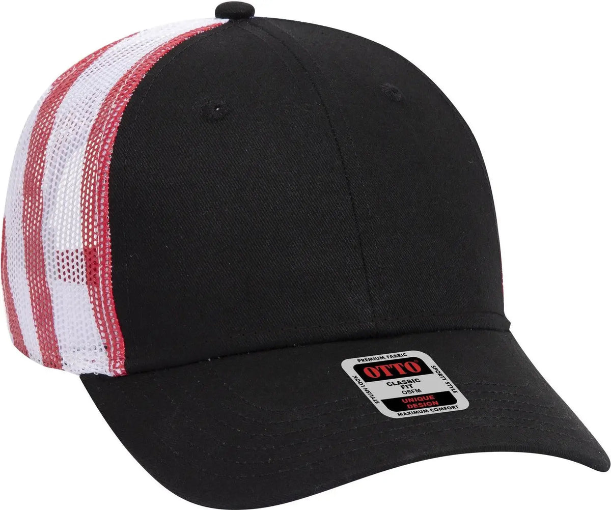 Otto 88-1280 6 Panel Low Profile Mesh Back Trucker Cap - Blk/wht - 1/2’’ - 7 5/8’’