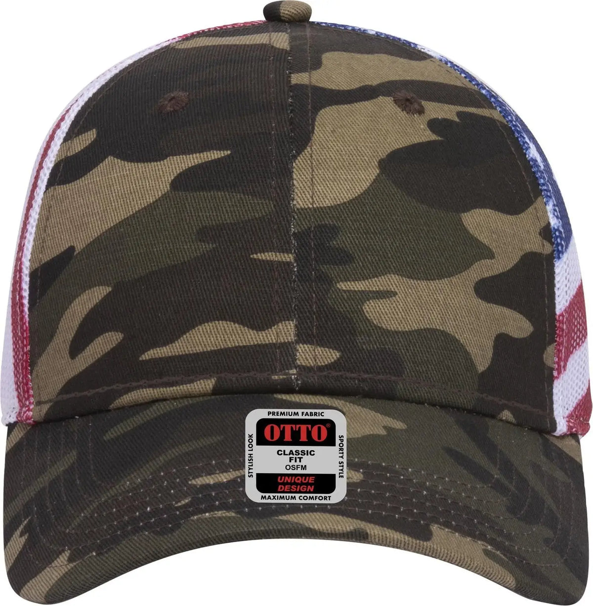 Otto 88-1280 6 Panel Low Profile Mesh Back Trucker Cap - Camo 00816 - 1/2’’ - 7 5/8’’