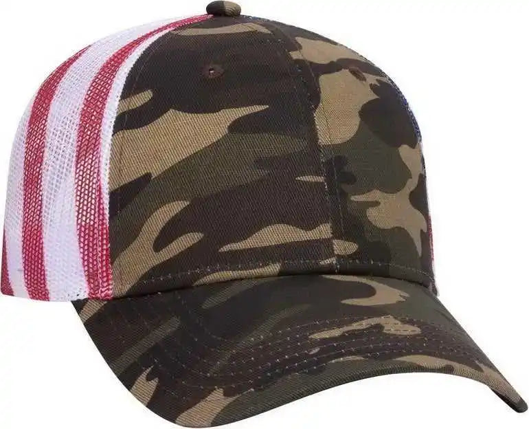 Otto 88-1280 6 Panel Low Profile Mesh Back Trucker Hat - Camo16 - Multi-color / one Size Fits Most