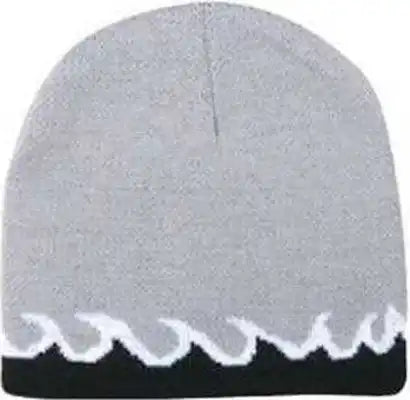 Otto 91 628 Flame Design 100% Acrylic Knit 8 Reversible Beanie Gray Black White / one Size Fits Most