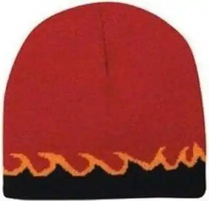 Otto 91-628 Flame Design 100% Acrylic Knit 8 Reversible Beanie - Red Black Gold - one Size Fits Most