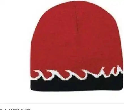Otto 91 628 Flame Design 100% Acrylic Knit 8 Reversible Beanie Red Black White / one Size Fits Most