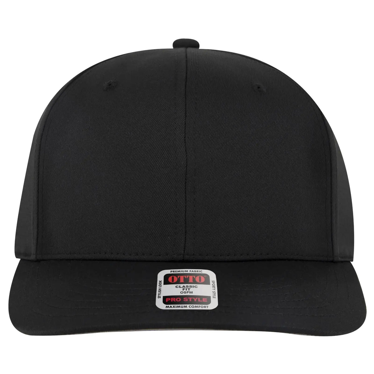 Otto 930-1 6 Panel Pro Style Baseball Cap - Black - 7 3/8’’ - 5/8’’