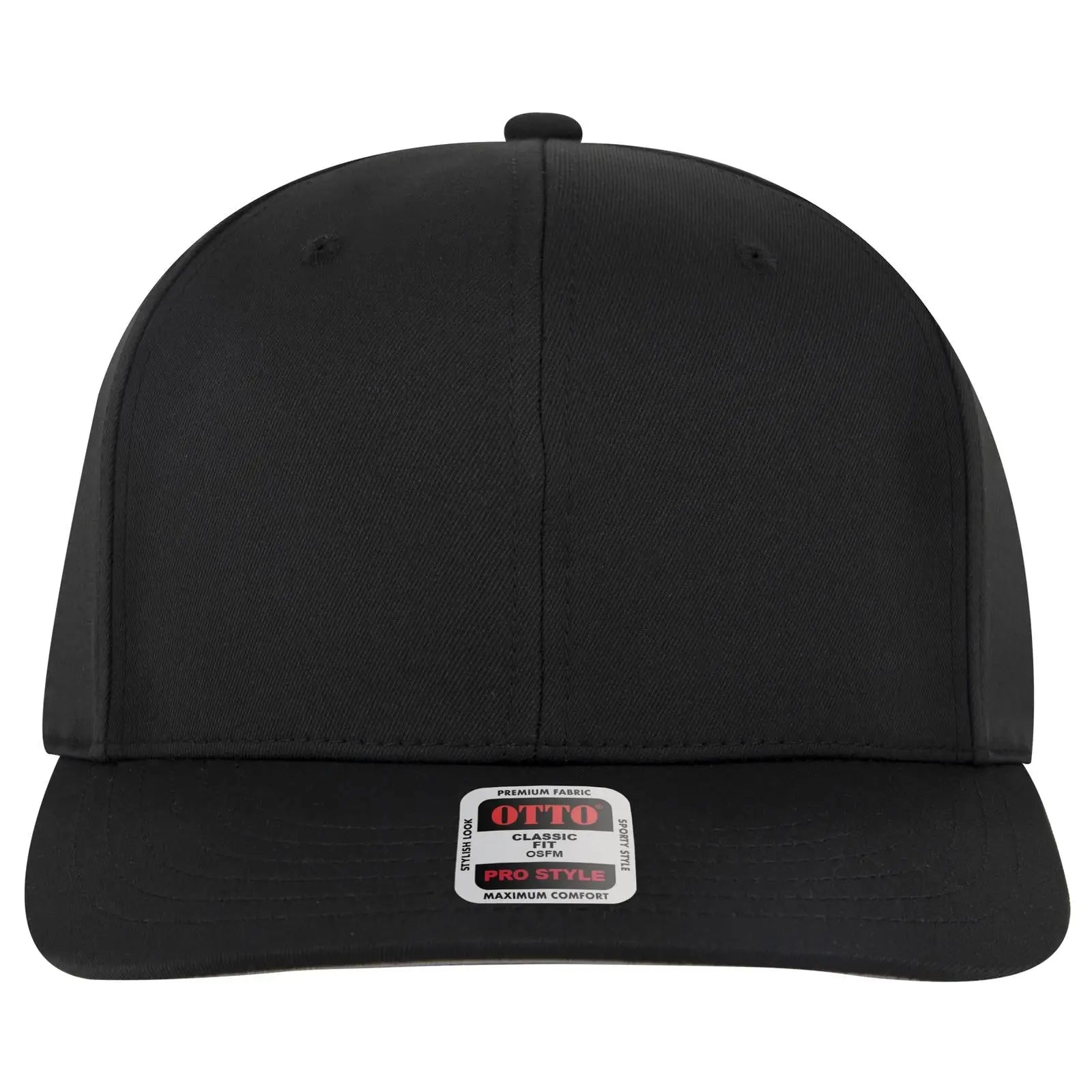 Otto 930-1 6 Panel Pro Style Baseball Cap - Black - 7 3/8’’ - 5/8’’