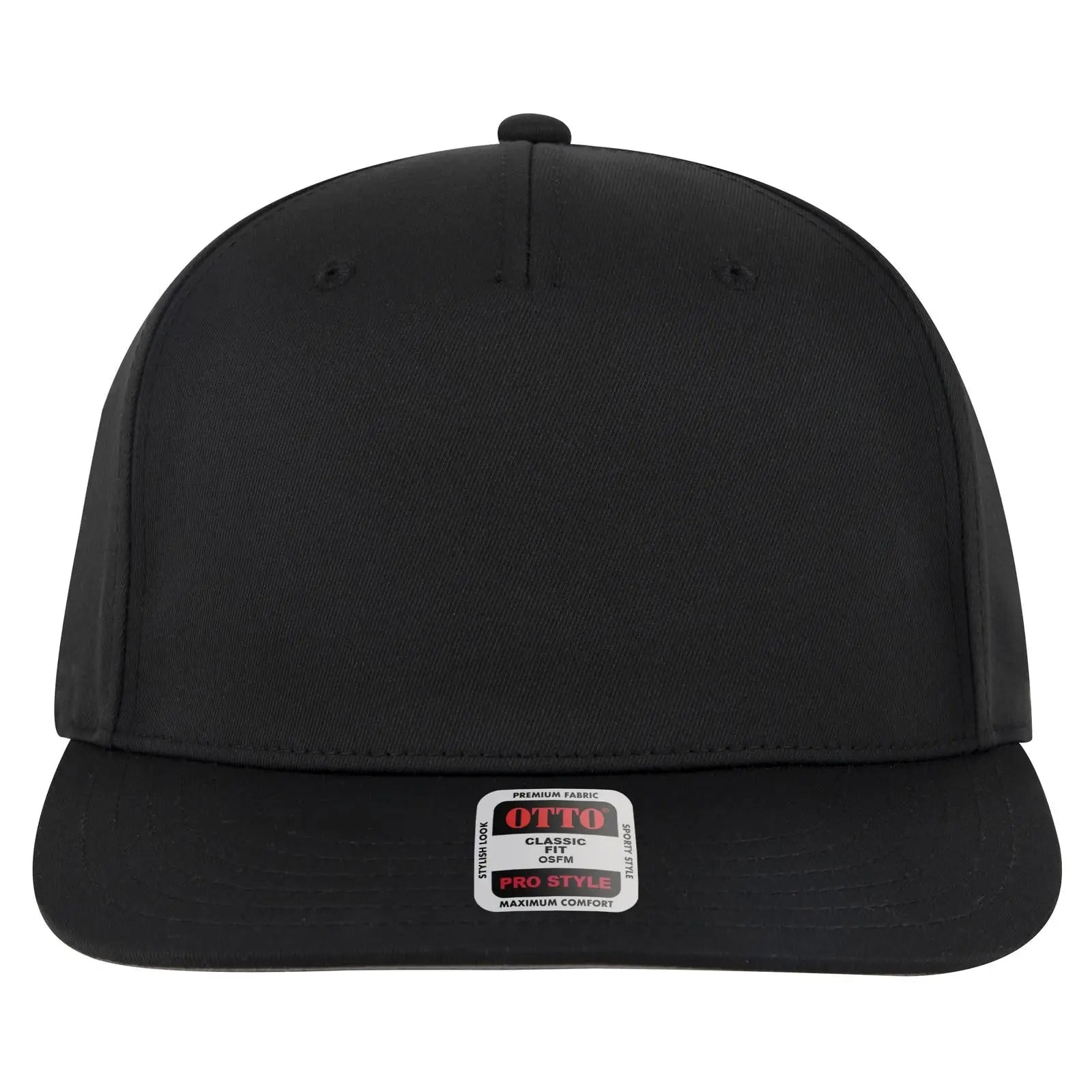 Otto 9305-1 5 Panel Pro Style Baseball Cap - Black - 7 3/8’’ - 5/8’’