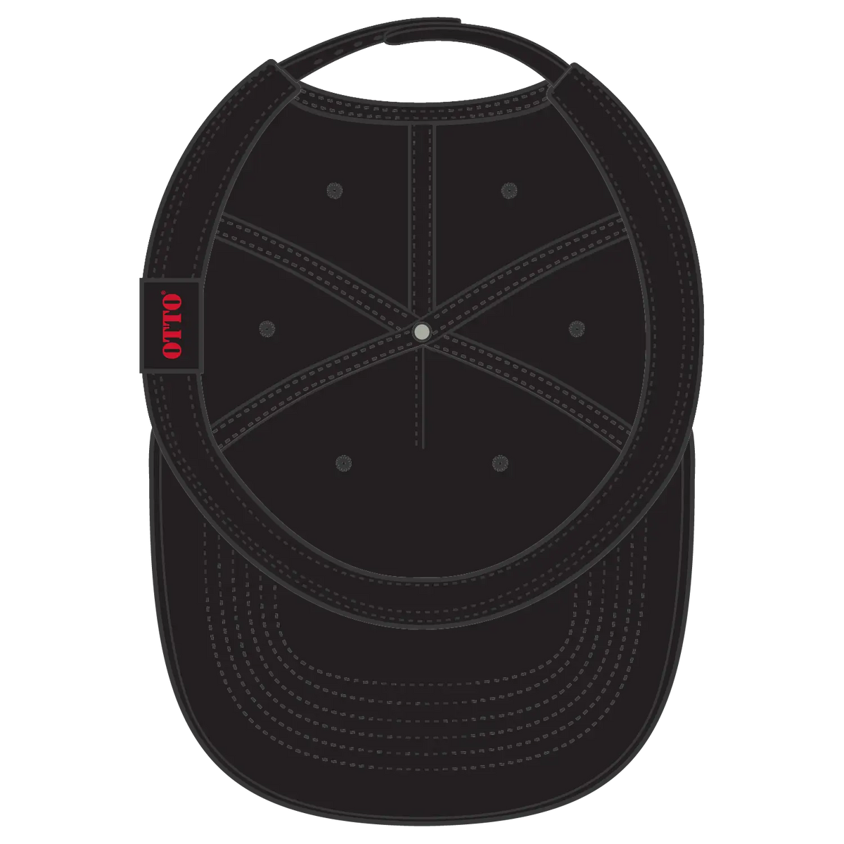 Otto 9305-1 5 Panel Pro Style Baseball Cap - Black - 7 3/8’’ - 5/8’’