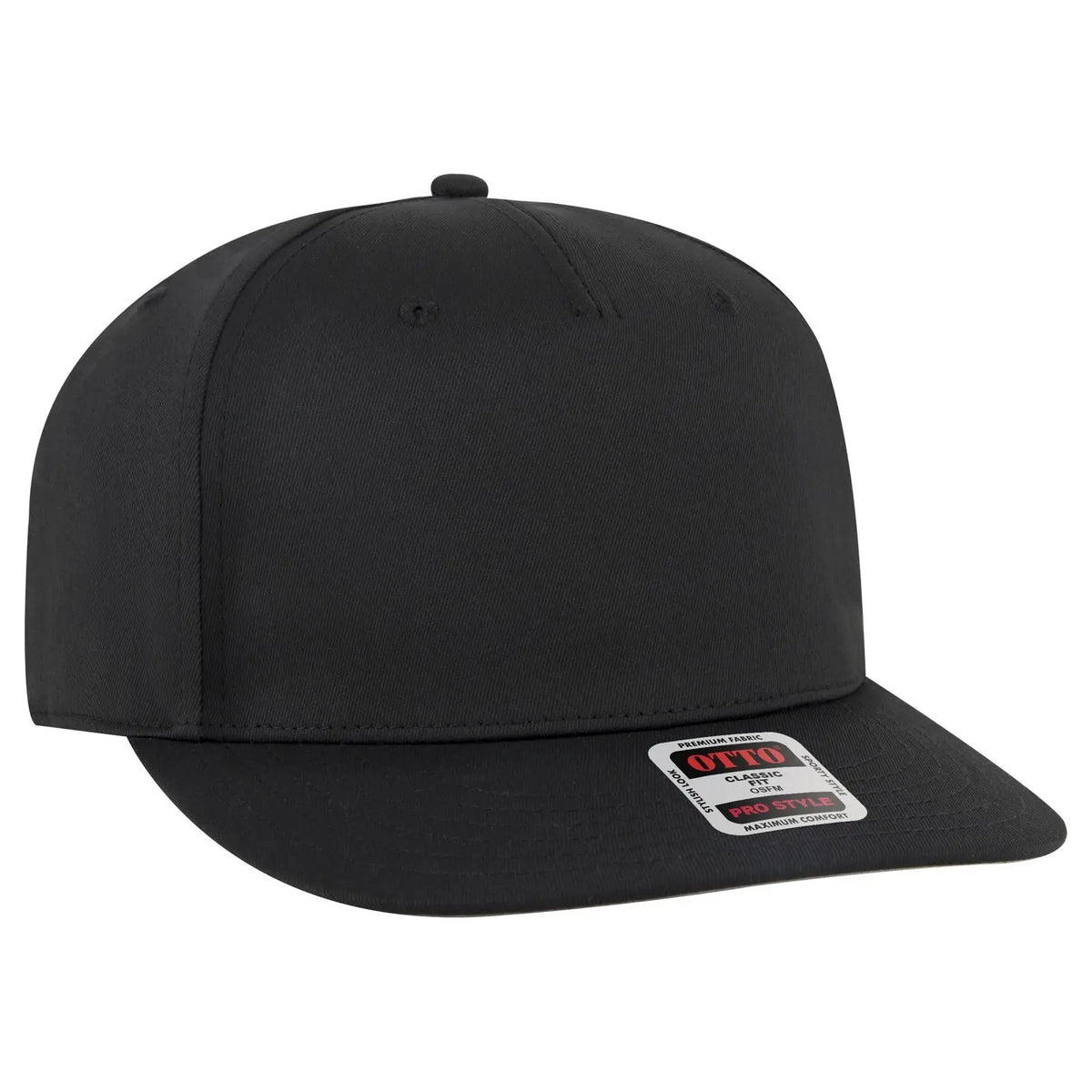 Otto 9305-1 5 Panel Pro Style Baseball Cap - Black - 7 3/8’’ - 5/8’’