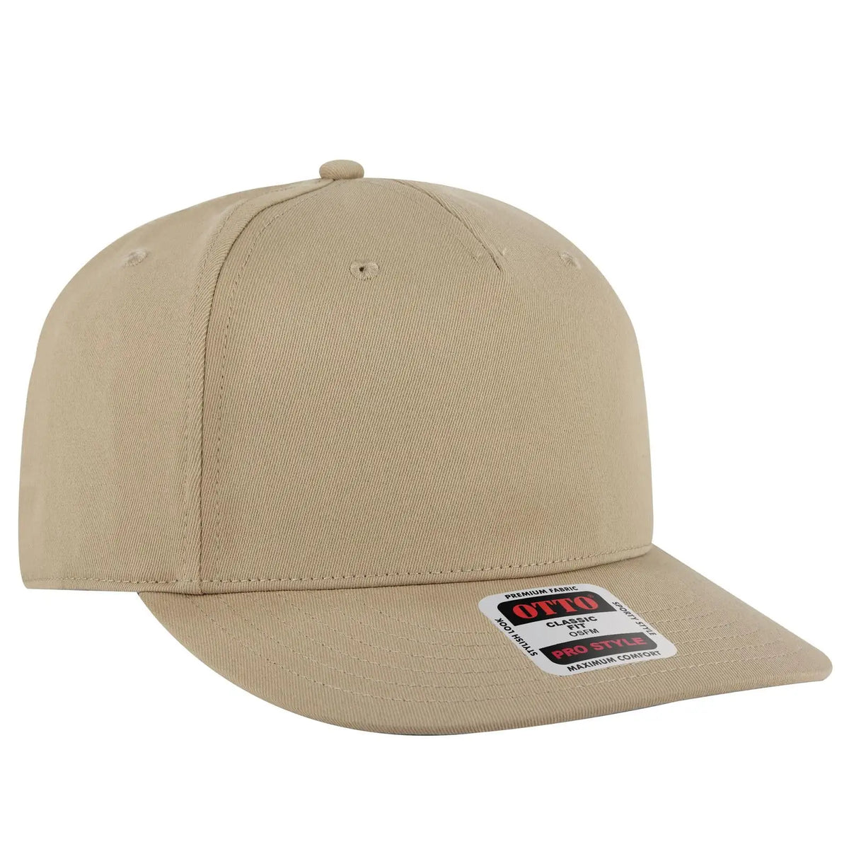Otto 9305-1 5 Panel Pro Style Baseball Cap - Khaki - 7 3/8’’ - 5/8’’