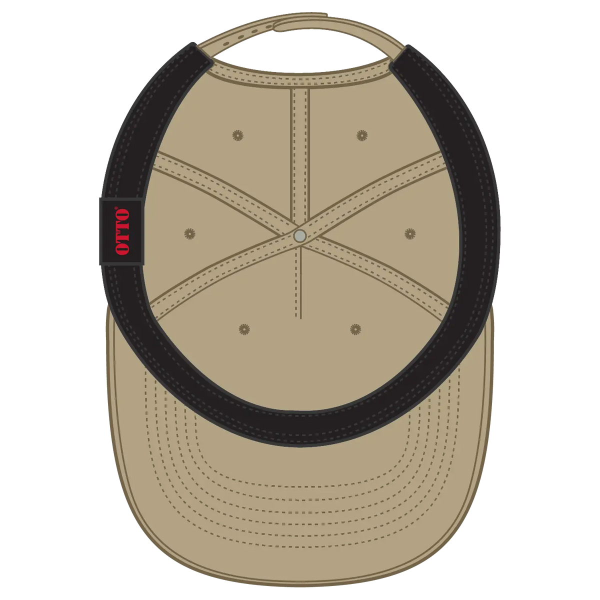 Otto 9305-1 5 Panel Pro Style Baseball Cap - Khaki - 7 3/8’’ - 5/8’’