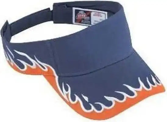 Otto 95-543 Flame Pattern Cotton Twill Sun Visors - Navy Orange White - one Size Fits Most