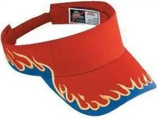 Otto 95-543 Flame Pattern Cotton Twill Sun Visors - Red Royal Gold - one Size Fits Most
