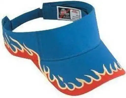 Otto 95-543 Flame Pattern Cotton Twill Sun Visors - Royal Red Gold - one Size Fits Most