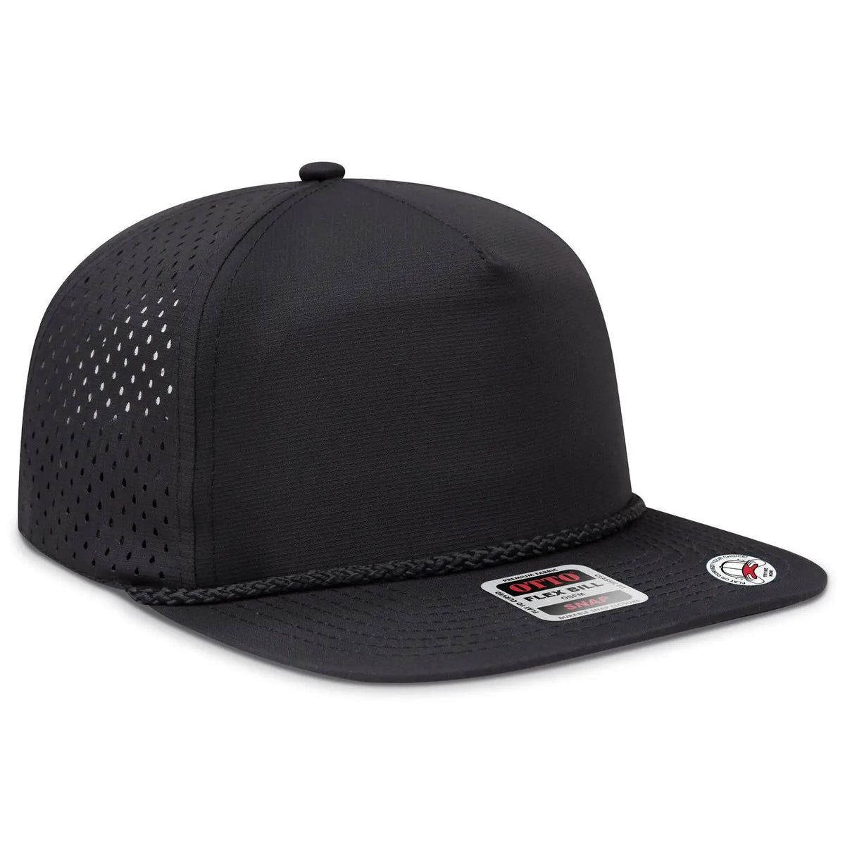 Otto 9505-1 ?Otto Snap’ 5 Panel Pro Style Snapback Cap - Black - 7 3/8’’ - 5/8’’