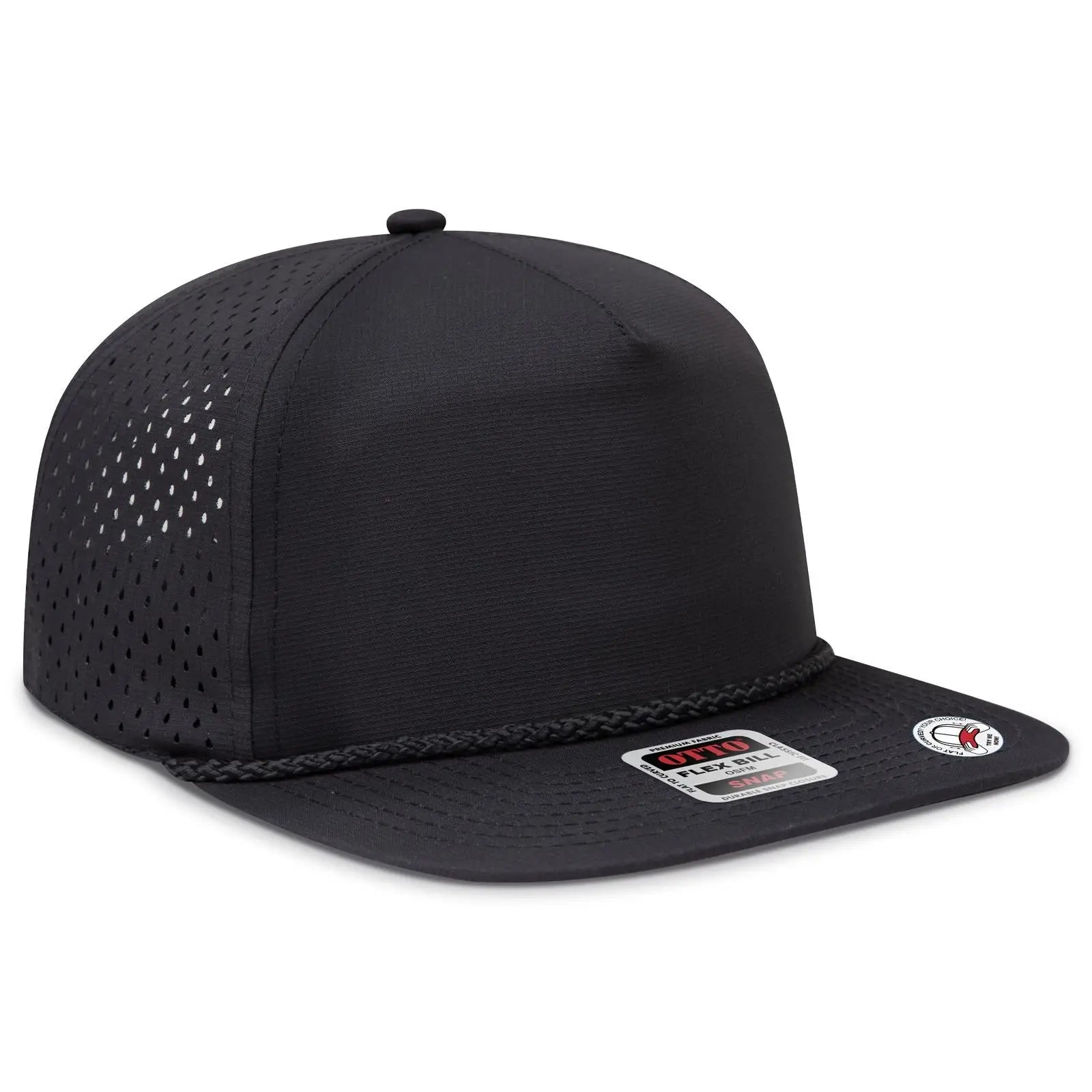 Otto 9505-1 ?Otto Snap’ 5 Panel Pro Style Snapback Cap - Black - 7 3/8’’ - 5/8’’