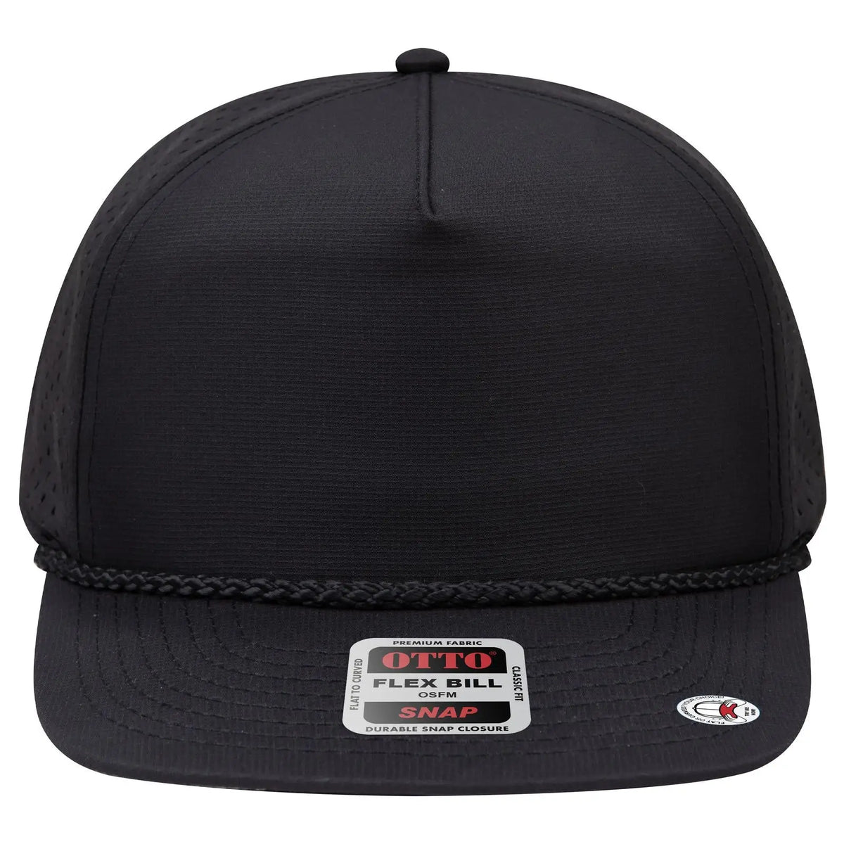 Otto 9505-1 ?Otto Snap’ 5 Panel Pro Style Snapback Cap - Black - 7 3/8’’ - 5/8’’