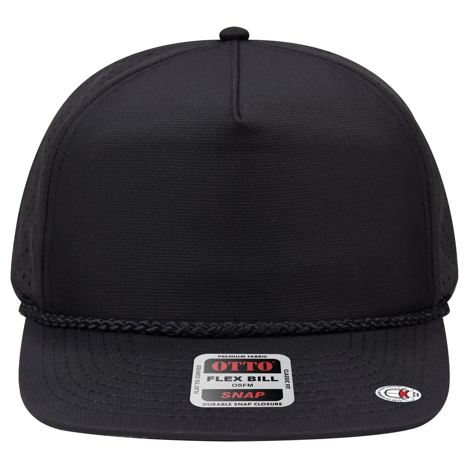 Otto 9505-1 ?Otto Snap’ 5 Panel Pro Style Snapback Cap - Black - 7 3/8’’ - 5/8’’