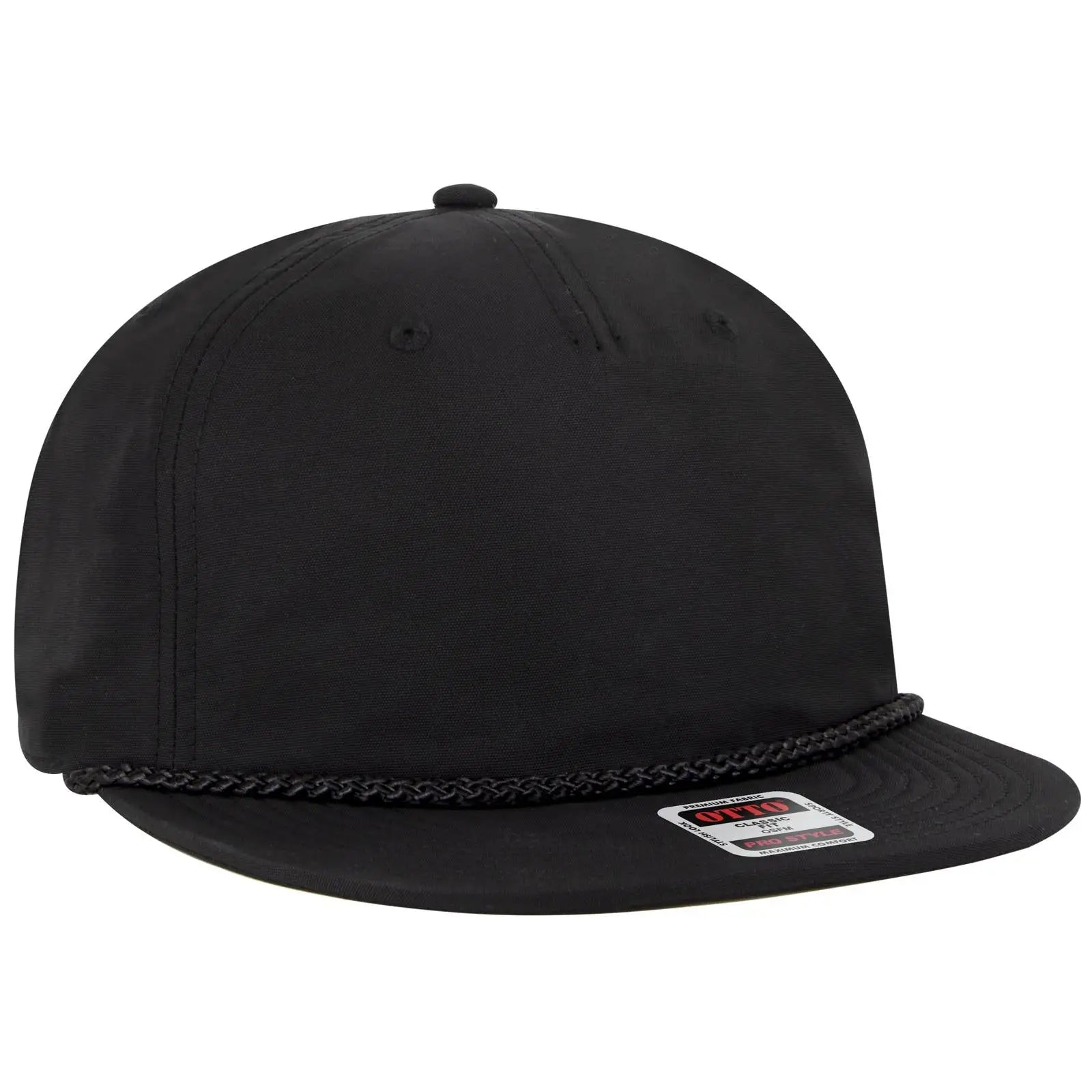 Otto 9505-3 5 Panel Pro Style Baseball Cap - Black - 7 3/8’’ - 5/8’’