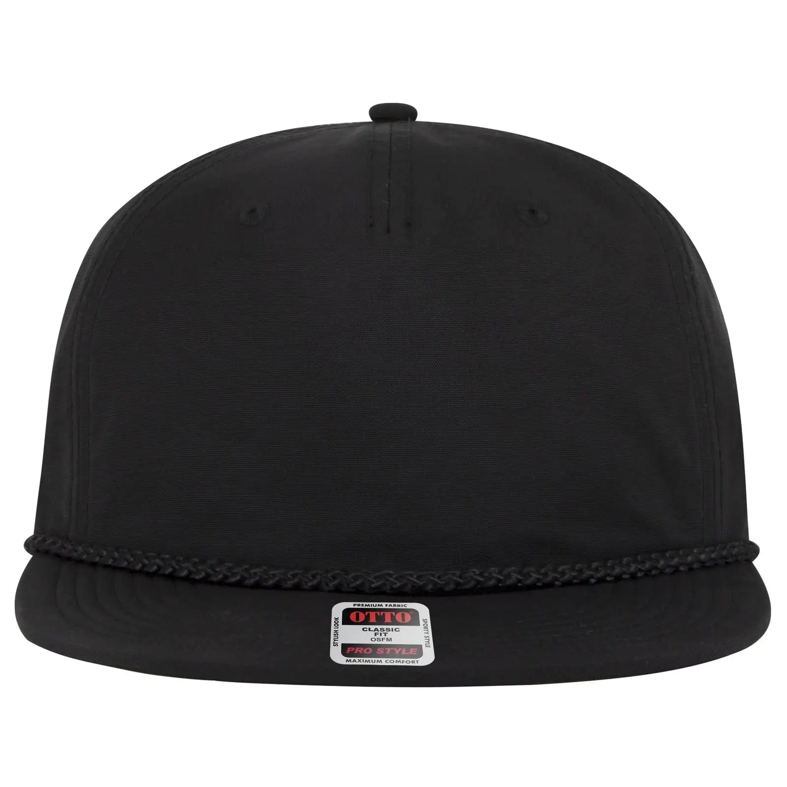 Otto 9505-3 5 Panel Pro Style Baseball Cap - Black - 7 3/8’’ - 5/8’’