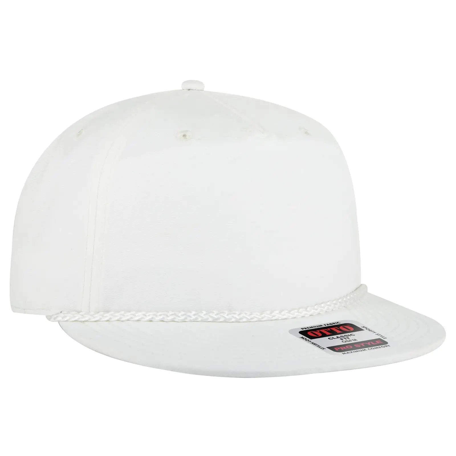 Otto 9505-3 5 Panel Pro Style Baseball Cap - White - 7 3/8’’ - 5/8’’