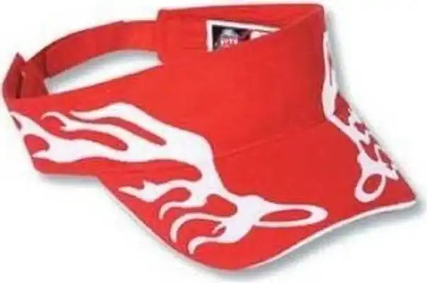 Otto 96-577 Flame Pattern Brushed Cotton Twill Sandwich Pro Stitch Sun Visors - Red White - one Size Fits Most