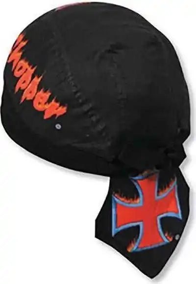 Otto 98-595 Printed Design Cotton Poplin Biker Style Head Wraps with Fabric Adjustable Hook - Black 1203 - Multi-color