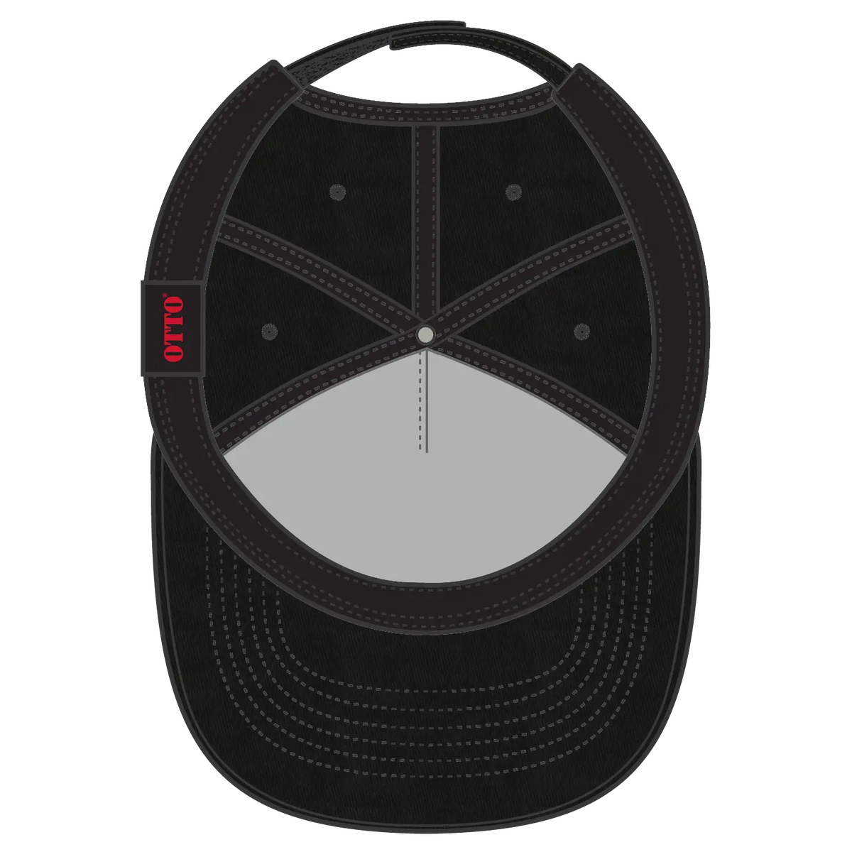 Otto 99-598 5 Panel Low Profile Baseball Cap - Black - 7 3/8’’ - 5/8’’