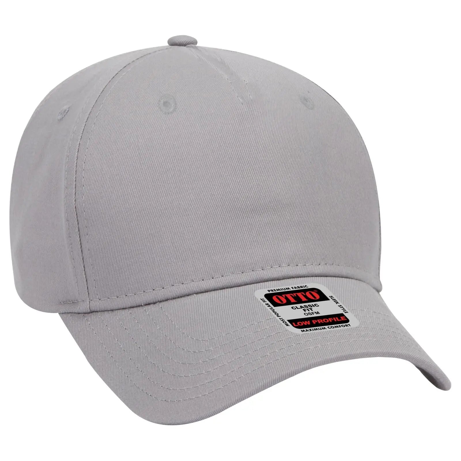 Otto 99-598 5 Panel Low Profile Baseball Cap - Gray - 7 3/8’’ - 5/8’’