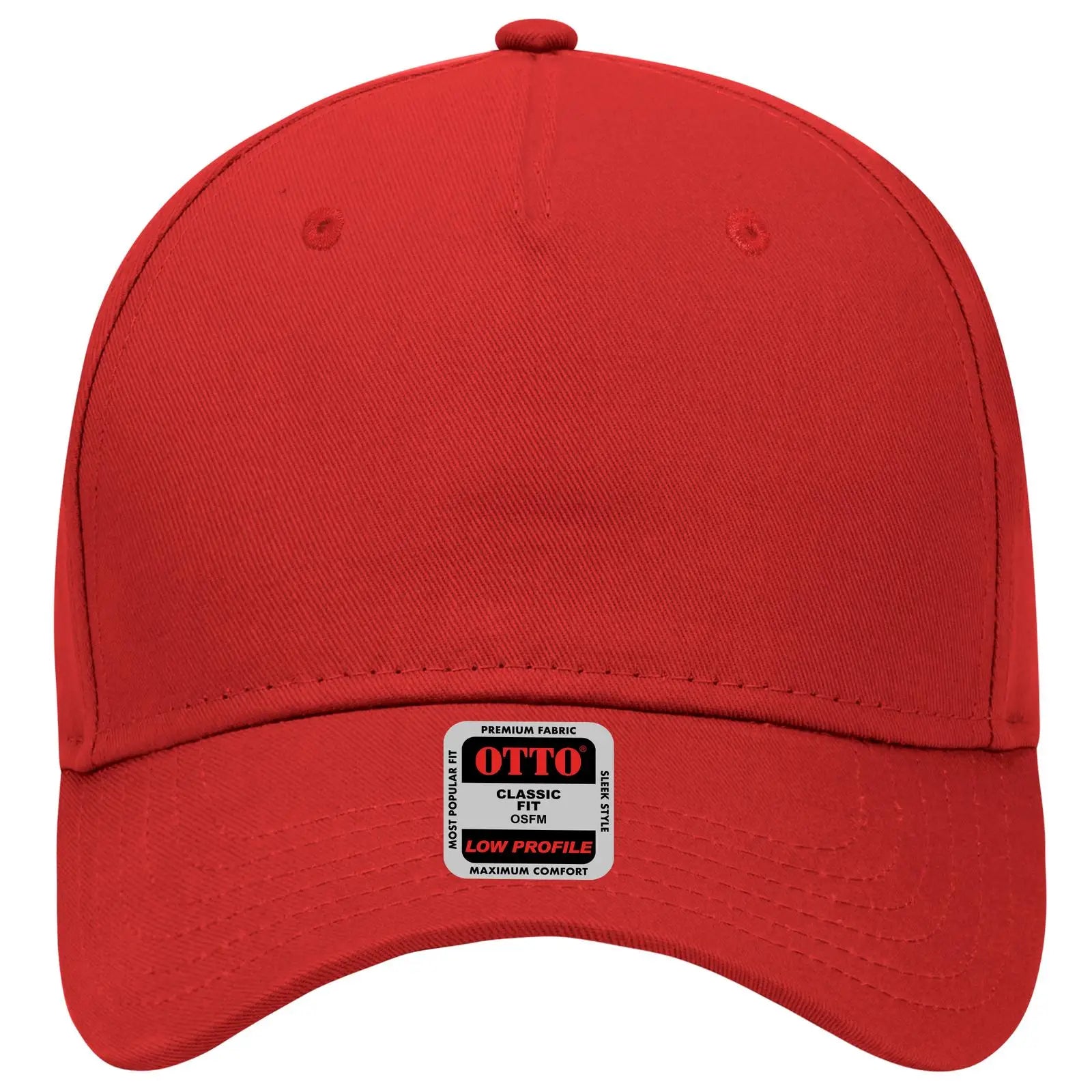Otto 99-598 5 Panel Low Profile Baseball Cap - Red - 7 3/8’’ - 5/8’’