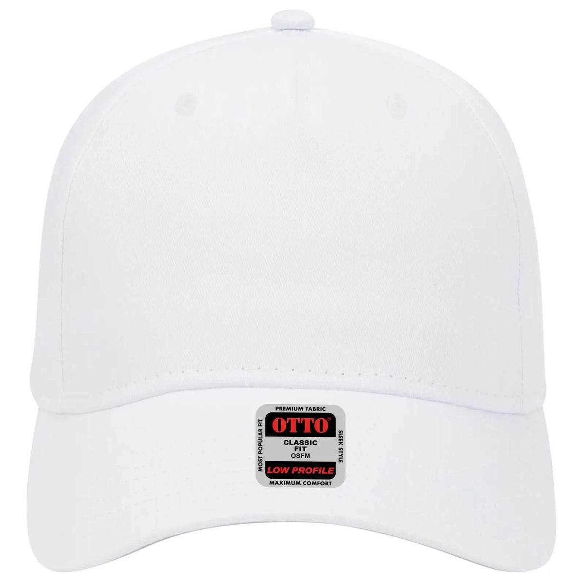 Otto 99-598 5 Panel Low Profile Baseball Cap - White - 7 3/8’’ - 5/8’’