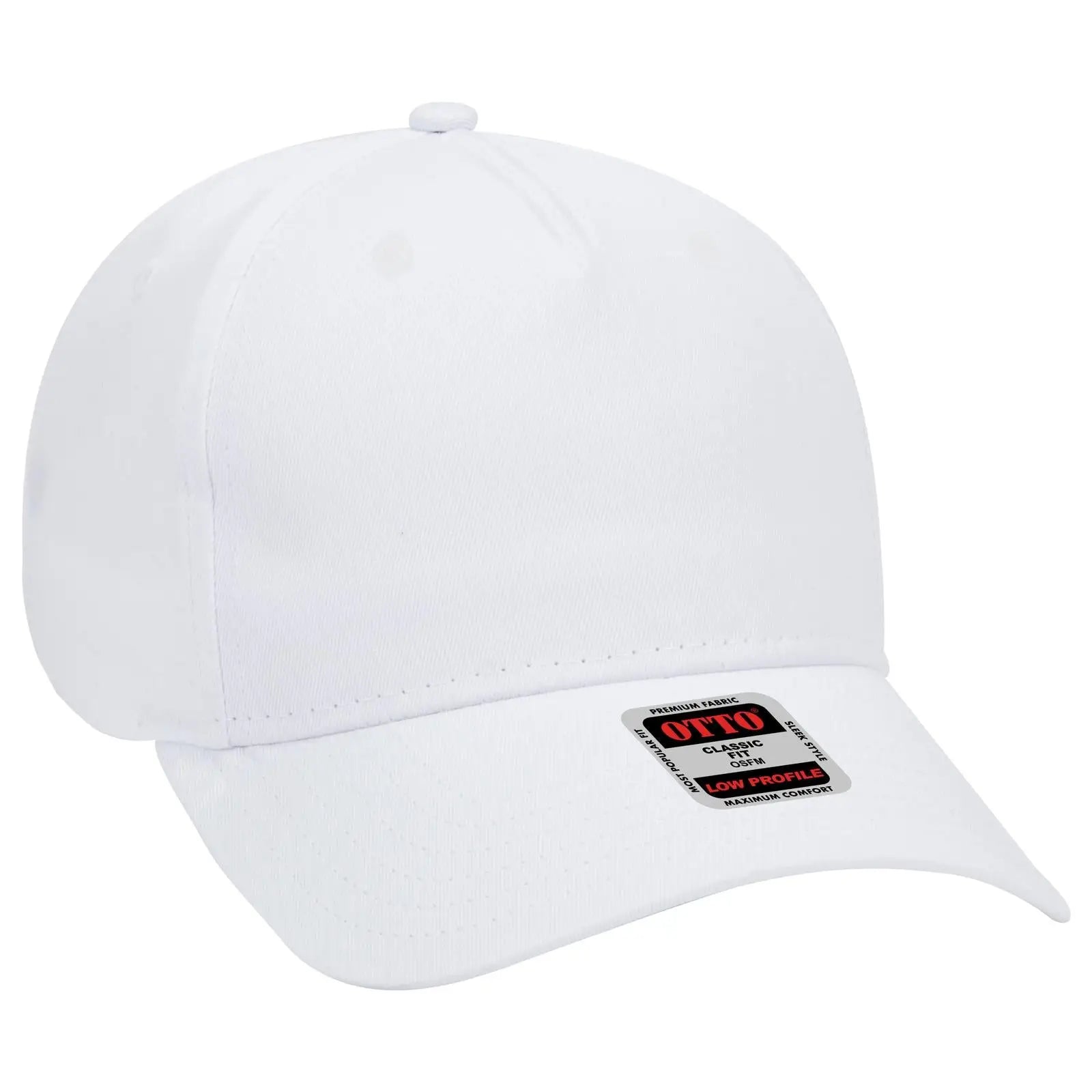 Otto 99-598 5 Panel Low Profile Baseball Cap - White - 7 3/8’’ - 5/8’’