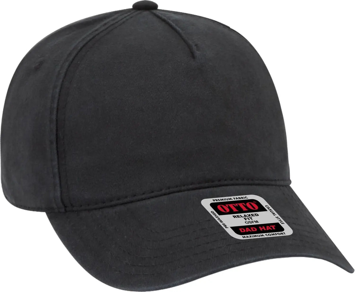 Otto 99-940 5 Panel Low Profile Dad Cap - Black - 6 1/2’’ - 7 5/8’’