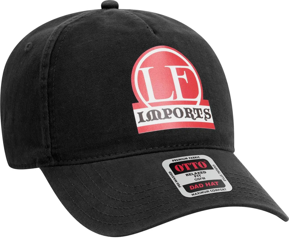 Otto 99-940 5 Panel Low Profile Dad Cap - Black - 6 1/2’’ - 7 5/8’’