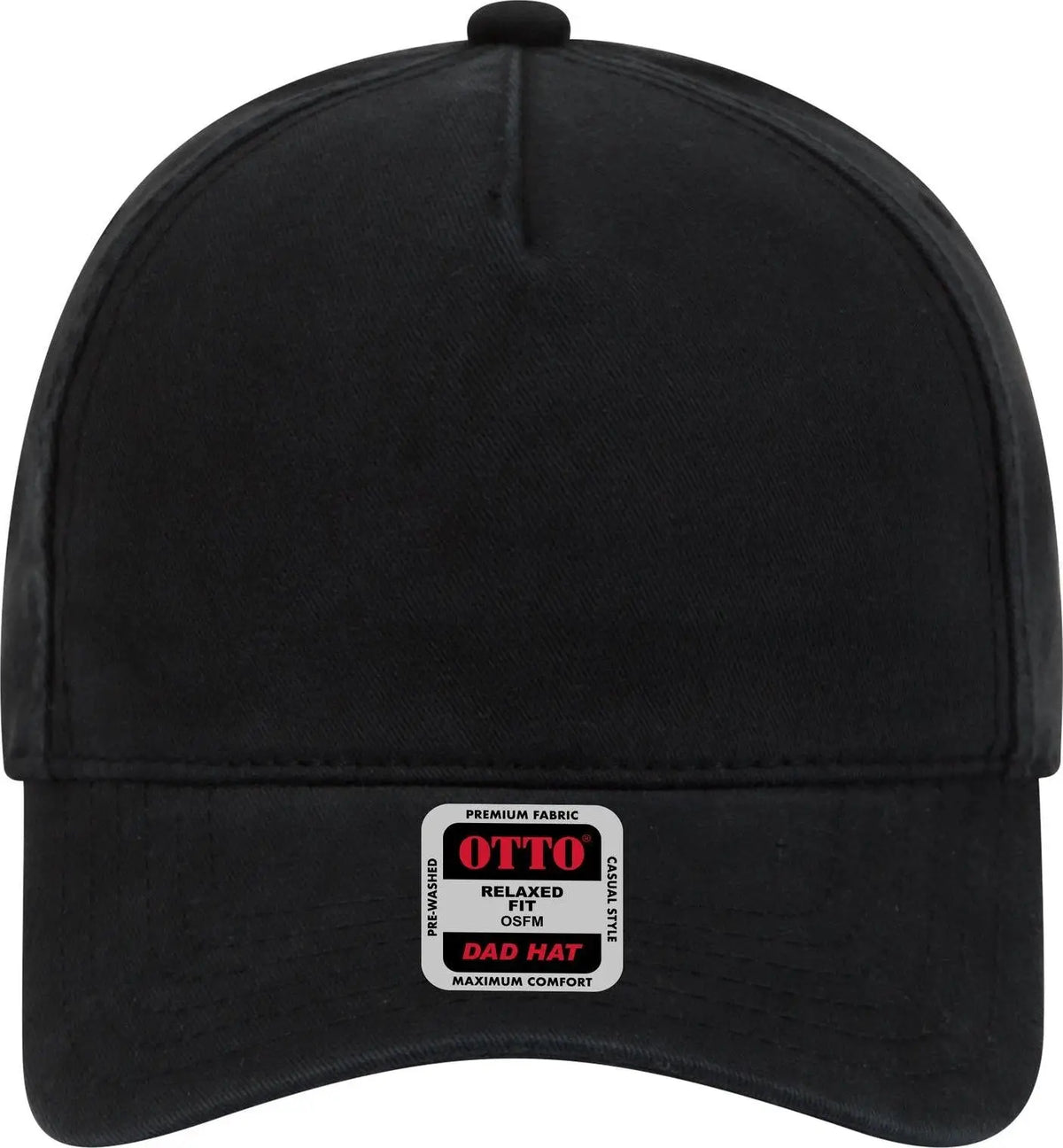 Otto 99-940 5 Panel Low Profile Dad Cap - Black - 6 1/2’’ - 7 5/8’’