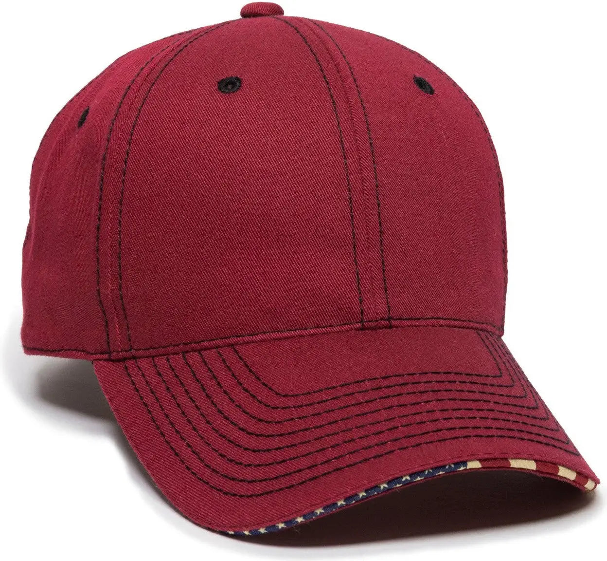 Outdoor Cap Inc. Usa-800 Structured Twill W/flag Sandwich Visor - Cardinal