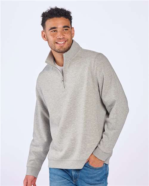 Oxford Heather Fleece Quarter-Zip Pullover - BM5202