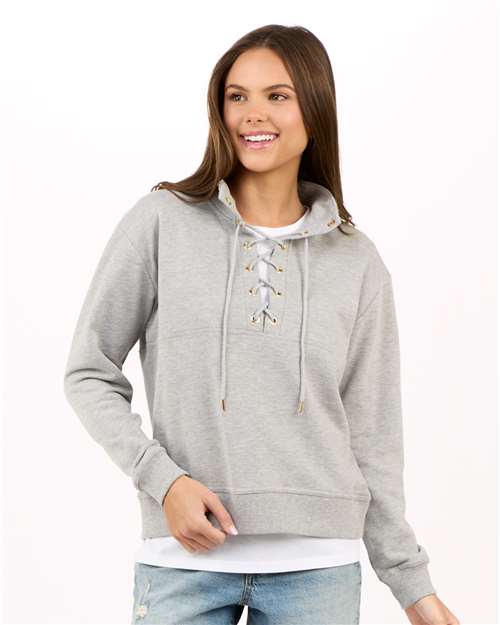 Oxford Heather Women&#39;s Lace Up Pullover - BW5401
