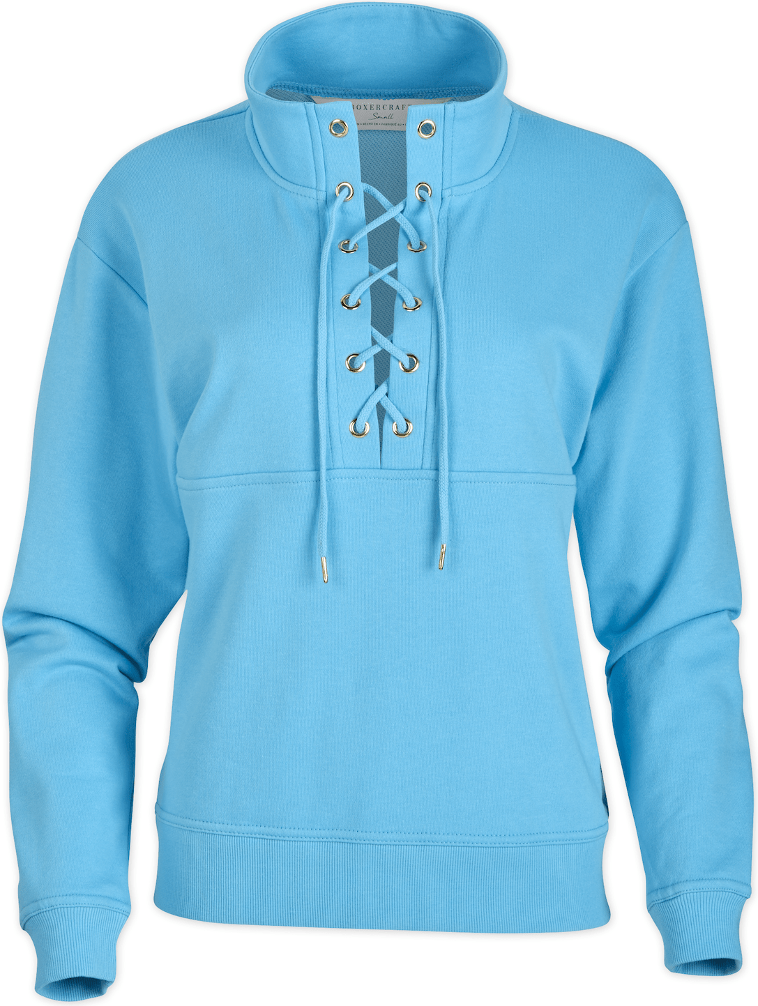 PACIFIC BLUE BOXERCRAFT WOMEN'S  LS LACE UP PULLOVER  grouped