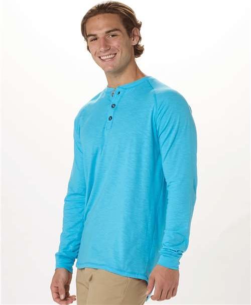Pacific Blue Henley Long Sleeve T-Shirt - BM3101