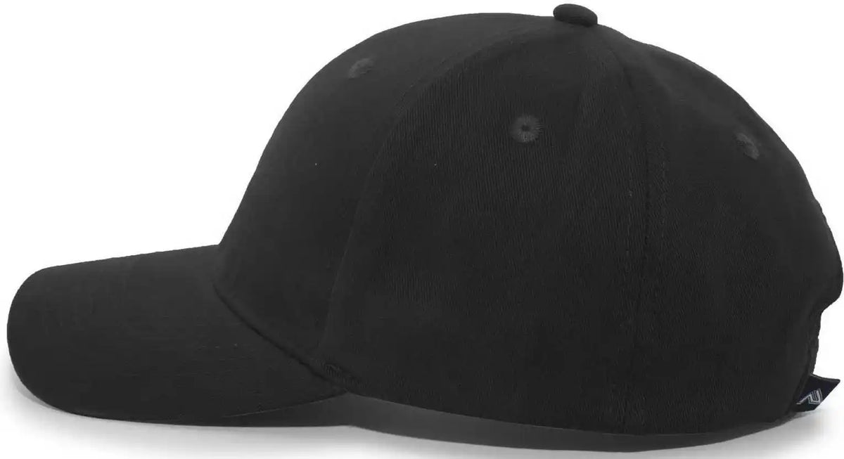 Pacific Headwear 101c Brushed Cotton Hook and Loop Cap Black / 7’’ 7 7/8’’