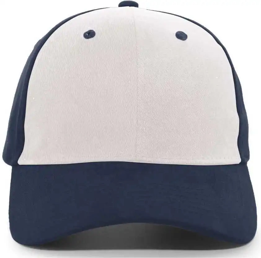 Pacific Headwear 101c Brushed Cotton Hook-and-loop Cap - White Navy - 7’’ - 7 7/8’’