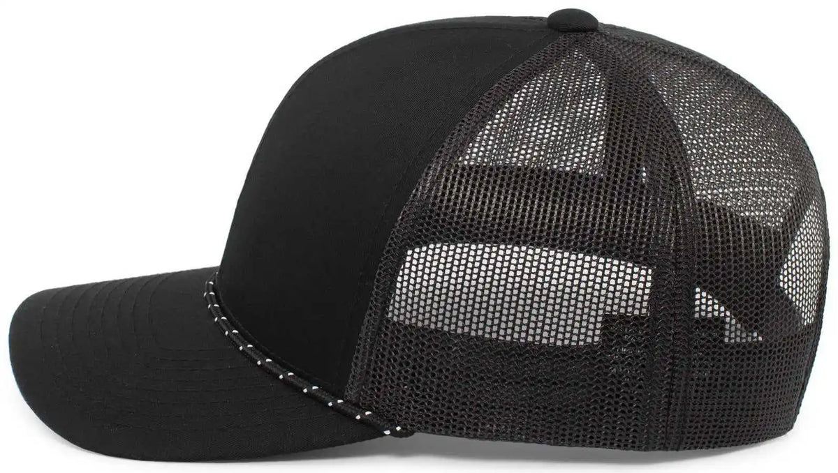Pacific Headwear 104br Trucker Snapback Braid Cap Black / 7’’ 7 7/8’’