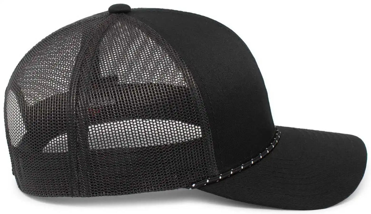 Pacific Headwear 104br Trucker Snapback Braid Cap Black / 7’’ 7 7/8’’