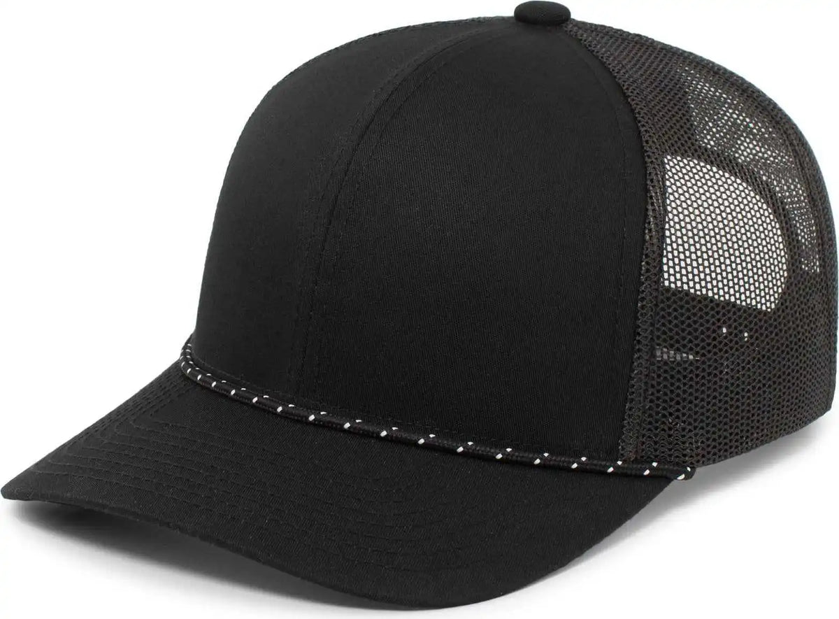 Pacific Headwear 104br Trucker Snapback Braid Cap Black / 7’’ 7 7/8’’
