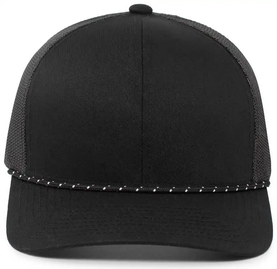 Pacific Headwear 104br Trucker Snapback Braid Cap Black / 7’’ 7 7/8’’