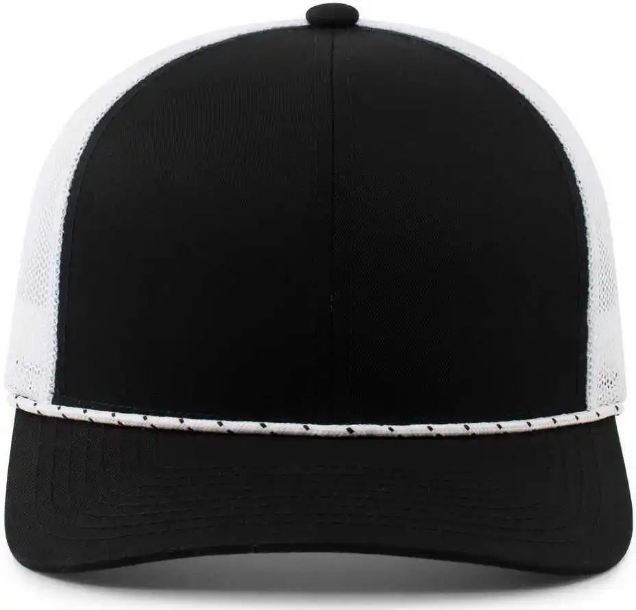 Pacific Headwear 104br Trucker Snapback Braid Cap Black White / 7’’ 7 7/8’’
