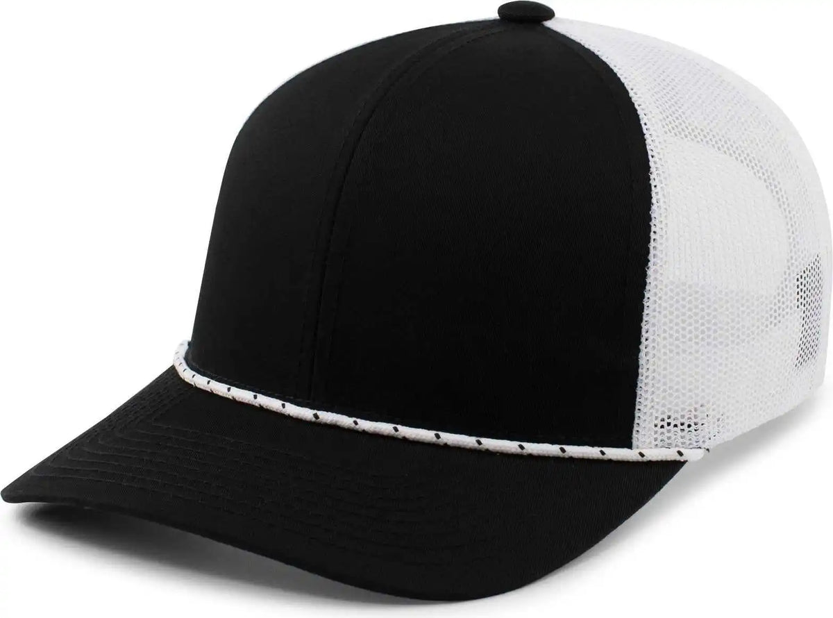 Pacific Headwear 104br Trucker Snapback Braid Cap Black White / 7’’ 7 7/8’’