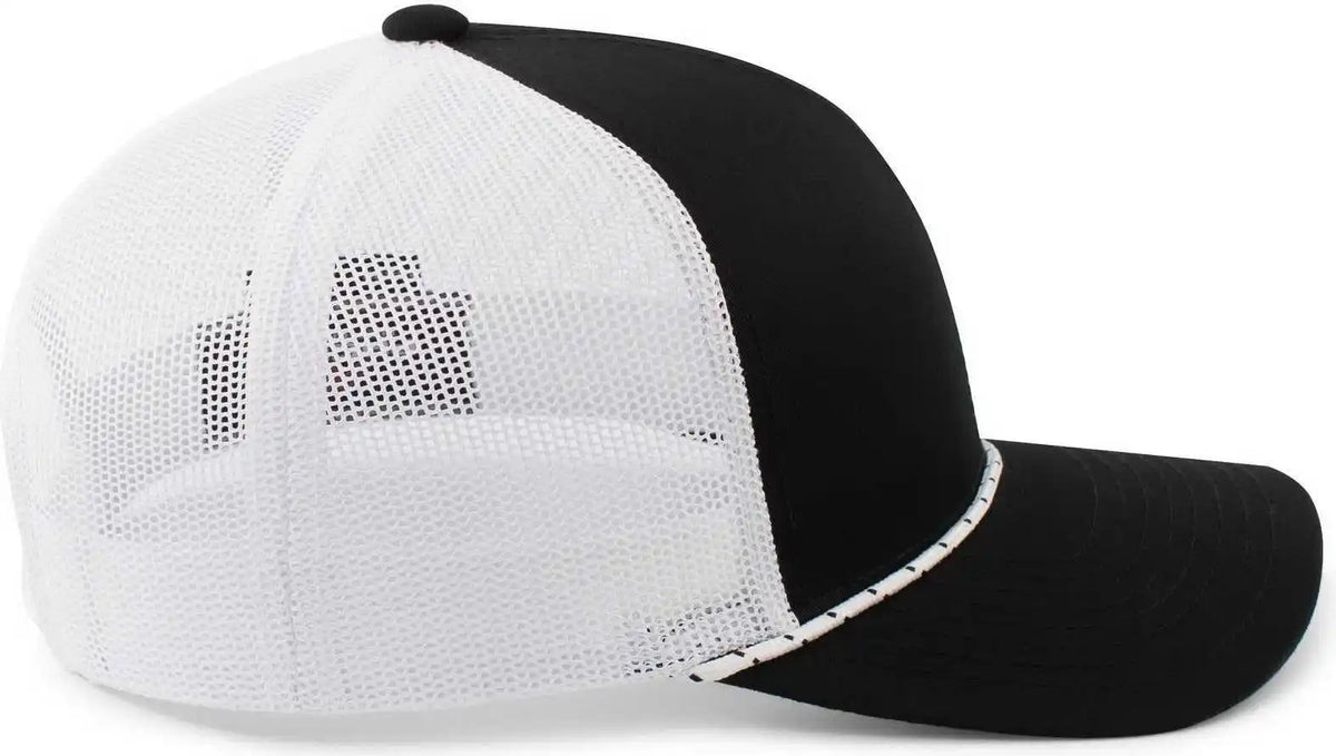 Pacific Headwear 104br Trucker Snapback Braid Cap Black White / 7’’ 7 7/8’’